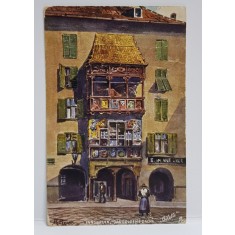 INNSBRUCK , DAS GOLDENE DACHL , CARTE POSTALA ILUSTRATA , POLICROMA, CIRCULATA , DATATA 1911