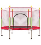 Trambulina cu plasa de protectie pentru copii, 140 cm, sarcina maxima 150 kg, rosu
