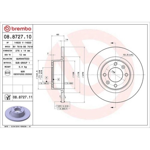 Set disc frana Citroen C5 I (Dc) 03.01-03.05, C5 I Box / Estate (De) 06.02-08.04, C5 I Break (De) 06.01-09.04, C5 2 (Rc) 08.04-09.08, C5 2 Box / Esta