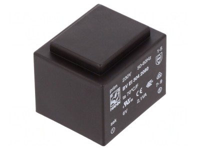 Transformator &amp;icirc;ncapsulat 2,1VA 230VAC 6V 350mA PCB foto