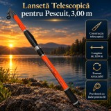 Lansetă Telescopică Pescuit 3.00m, Model Telescopic, Cu Inele