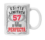 Cana alba personalizata &quot;editie limitata - perfecta&quot;, 57 ani, INOVATIX&reg;. 330ml, Oem