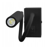 Lampa de perete, LED COB, lumina alb neutra, 150 lm, flexibila, negru, masterLED