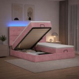 Cumpara ieftin Pat Ottoman cu Saltea si LED Roz 200 x 200 cm Catifea