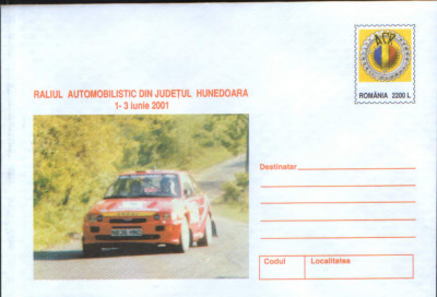 Intreg postal plic nec 2001- Raliul Automobilistic din Judetul Hunedoara foto