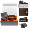 Set Cadou Barbati: Portofel Piele, Curea, Husa Chei Auto (VW, Audi, BMW, Mercedes) + Cutie - Lungime Curea &amp; Sigla la Comanda!