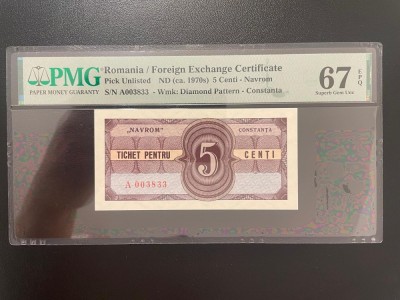 Tichet Navrom Constanta 5 centi PMG 67 foto