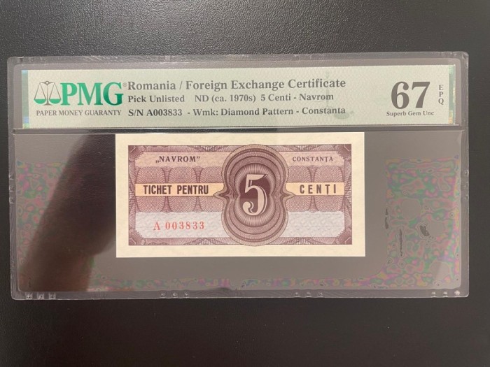 Tichet Navrom Constanta 5 centi PMG 67