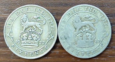 Lot Monede - 6 Pence 1922 - Argint foto