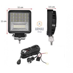 Set 2 proiectoare led bar Armax 126w 11 cm + kit cablaj releu si buton