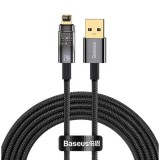 CABLU alimentare si date Baseus Explorer, Fast Charging Data Cable pt. smartphone, USB la Lightning Iphone 2.4A, 1m, Auto Power-Off, negru transparent