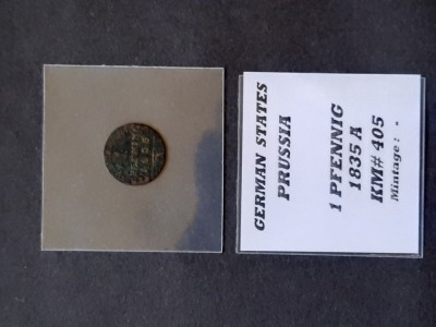 1 Pfennig 1835 A, Statele germane (Prusia) - A 4008 foto