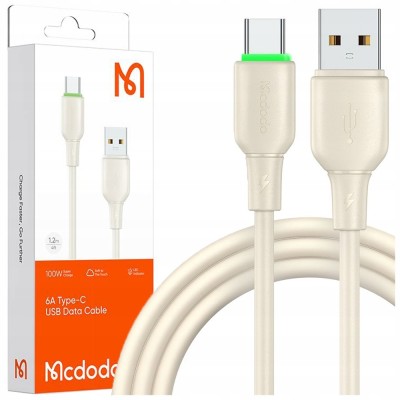 Mcdodo Usb-C Cablu De &amp;Icirc;ncărcare Rapidă Pentru Samsung Xiaomi Tip C 6A 100W 1M Led Bej foto