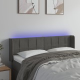 Gossi tablie de pat cu led, gri inchis, 147x16x78/88 cm, catifea