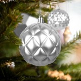 Set de ornamente pentru bradul de Craciun, ornament de globuri, argintiu, 6 buc / pachet