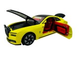 Macheta Rolls Royce Wraith galben 1/24 cu sunete lumini deschide usile si capotele