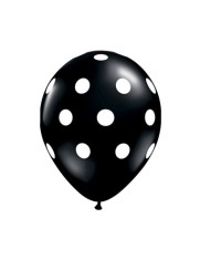 Baloane Latex Negru Cu Buline Albe 10 bucati 30 CM foto