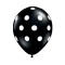 Baloane Latex Negru Cu Buline Albe 10 bucati 30 CM