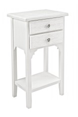 Noptiera 2 sertare si 1 polita din lemn alb Blanc 37 cm x 26.5 cm x 69.5 h Elegant DecoLux foto