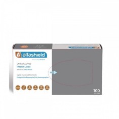 Mănuși din latex ALFASHIELD Alfa Gloves cu pudră, mărimea L 7-7.5, 100 buc.