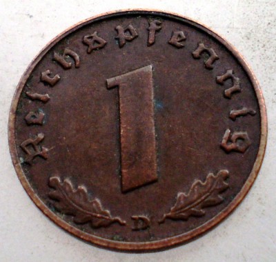 2.404 GERMANIA 1 REICHSPFENNIG 1937 D foto