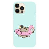 Husa compatibila cu Apple iPhone 15 Pro, Viceversa, model Stay chill Pusheen , Silicon, TPU, Transparent, Carcasa