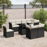 Cumpara ieftin Gossi set mobilier de gradina cu perne, 9 piese, negru, poliratan