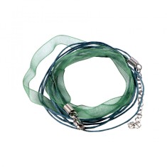 Baza colier organza cu snur cerat Crisalida, 43 cm, Verde inchis