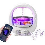 Umidificator multifunctional, cu bol pentru pesti, picatura de apa, boxa bluetooth, 6 culori RGB, capacitate 700 ml, dimensiuni 23 x 25.6 x 16.2 cm, d