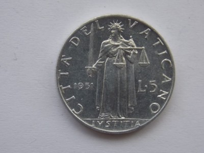 5 LIRE 1951 VATICAN foto