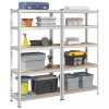 Set 2 Rafturi Metalice Gossi, 5 Niveluri, 90x45x180cm, Argintiu &amp; Lemn, Raft Depozitare, Rafturi Industriale, Capacitate 1325 kg