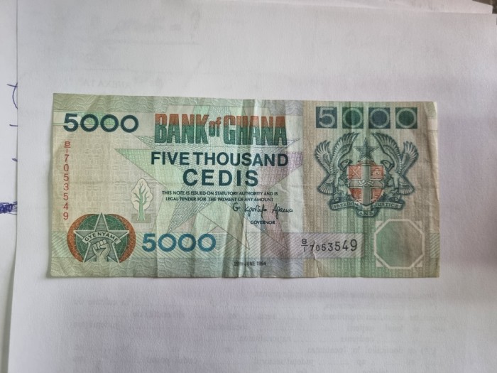 bancnota ghana 5000c 1994