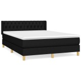 Cumpara ieftin Pat box spring cu saltea, negru, 140x200 cm, textil