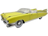 Macheta Cadillac Eldorado Cabrio galben 1:24 replica metal lumini si sunete usi capota portbagaj deschise