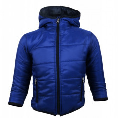 Jacheta matlasata pentru copii Cool & Joung cu fermoar si gluga, 100% poliester, Albastru