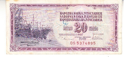 B11 10 - Bancnota foarte veche - Fosta Jugoslavia - 20 dinarI - 1978