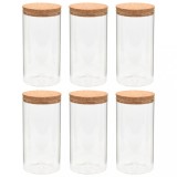 Borcane din sticla depozitare, capac de pluta, 6 buc., 1400 ml
