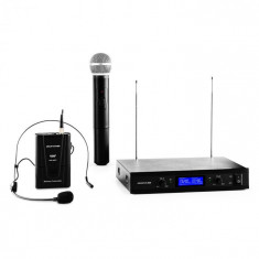Auna Pro VHF 400 Duo 3 2 canale VHF microfon fara fir set receptor 1x + 1x microfon casca + microfon 1x Handheld foto