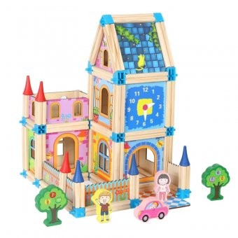 Set constructie lemn 128 piese- Micul Arhitect foto
