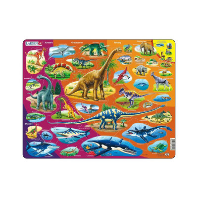 Puzzle maxi Istoria animalelor, orientare tip vedere, 85 de piese, Larsen EduKinder World foto