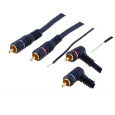 Cablu audio cu remote 2x RCA tata - 2x RCA tata la 90 grade 5m albastru 4CARMEDIA 11010