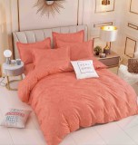 Cumpara ieftin Lenjerie pat dublu,bumbac finet,6 piese,cearceaf cu elastic,portocalie uni-A801, Jojo Home