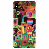 Husa silicon pentru Apple Iphone X, Abstract Colorful Shapes