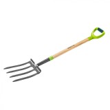 Furca de sapat, 4 dinti, coada de lemn, maner de plastic 15G041