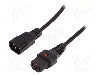 Cablu alimentare AC, 1m, 3 fire, culoare negru, IEC C13 mama, IEC C14 tata, IEC LOCK - IEC-PC1024