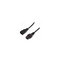Cablu alimentare AC, 0.5m, 3 fire, culoare negru, IEC C13 mama, IEC C14 tata, IEC LOCK - IEC-PC1002