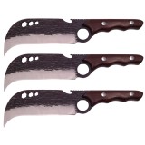 Set trei cutite macelarie DEPOX&reg;, lucrate manual, Claw of Osaka, 27.5 cm, maro, teaca piele