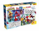 Puzzle de colorat maxi - Paienjenelul Marvel si prietenii lui uimitori (2 x 24 de piese) PlayLearn Toys, LISCIANI