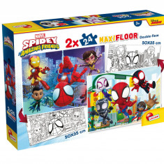 Puzzle de colorat maxi - Paienjenelul Marvel si prietenii lui uimitori (2 x 24 de piese) PlayLearn Toys