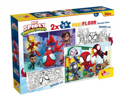 Puzzle de colorat maxi - Paienjenelul Marvel si prietenii lui uimitori (2 x 24 de piese) PlayLearn Toys foto